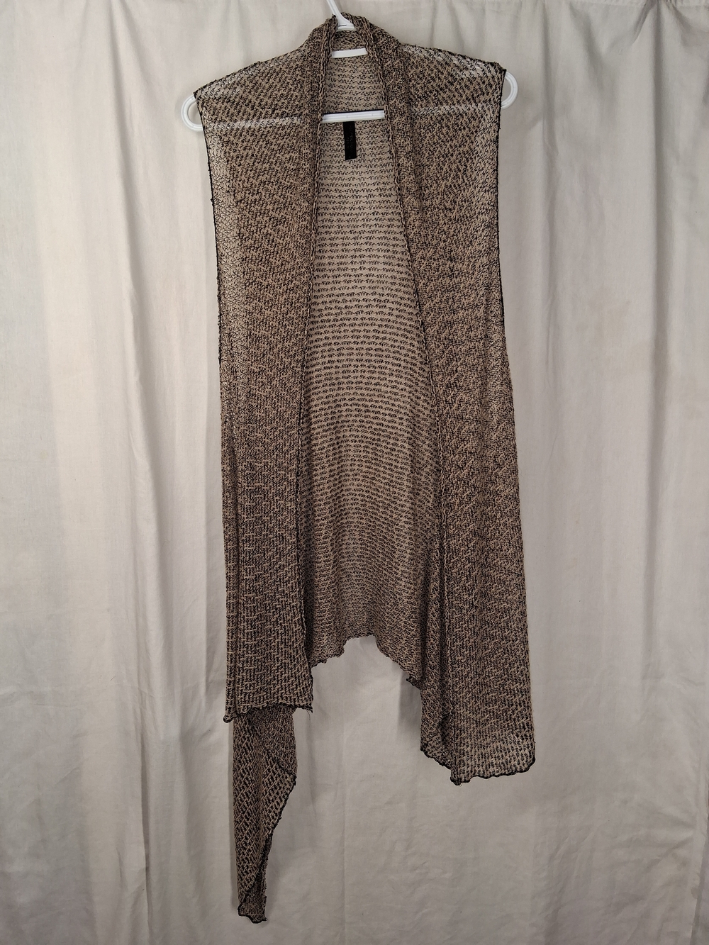 Sleeveless Open Front Knit Vest in Brown